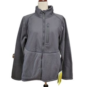 All in Motion Gray Mens Sherpa Fleece Jacket Medium Size‎
